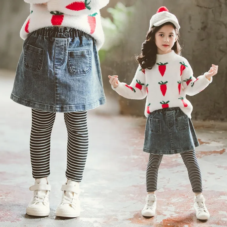 2019 новая джинсовая юбка Culotte для девочек джинсовые юбки из хлопка Осенне зимняя