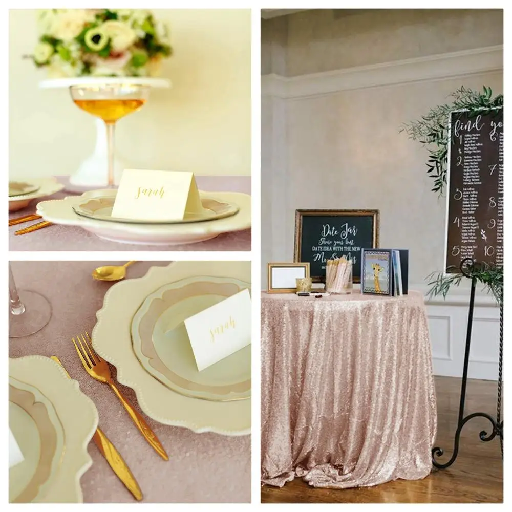 132in круглые цвета шампанского Румяна блесток скатерть Champange свадебные скатерти