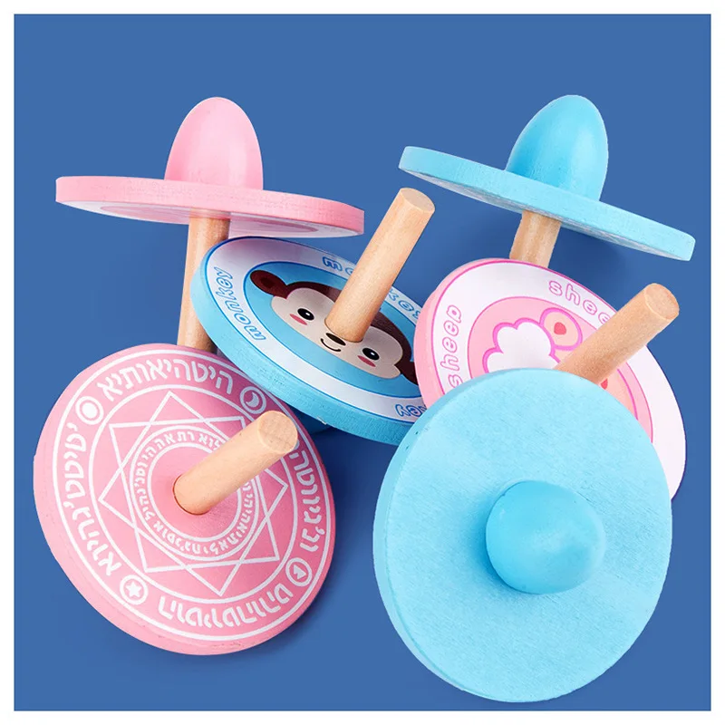 Wooden Small Spinning Top Baby Manual Rotating Toy To Exercise Children's Hands-on Ability Toys |