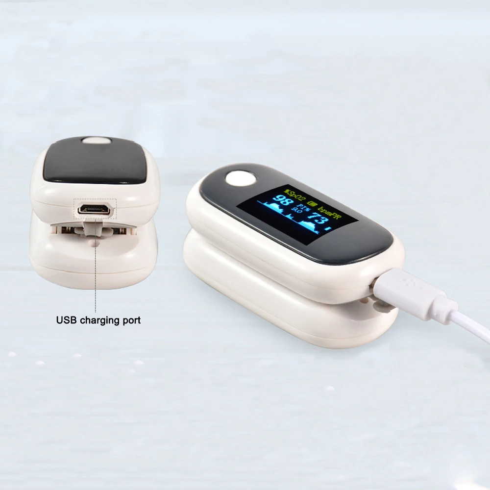 USB Перезаряжаемые пульса и уровня кислорода в крови OLED палец клип Heart Rate Monitor