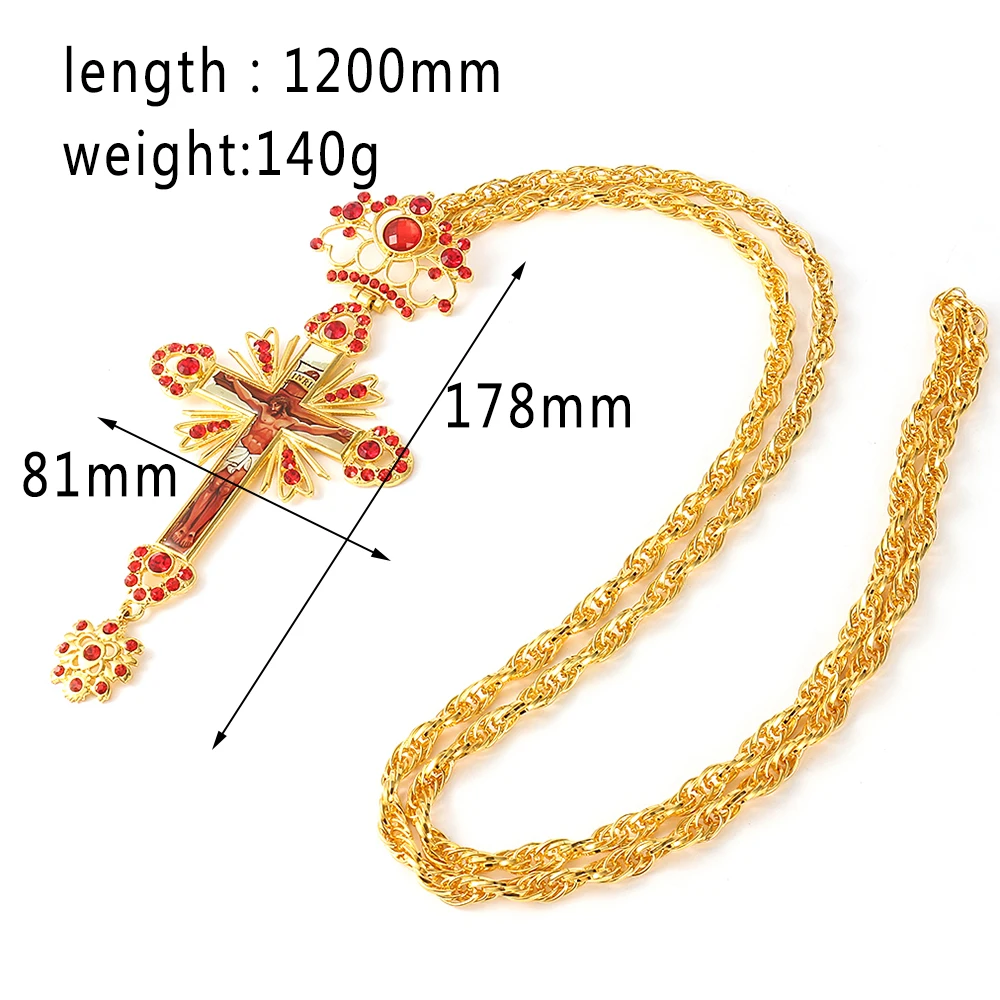 Большое Золотое ожерелье и подвеска с распятием в русском стиле религиозное