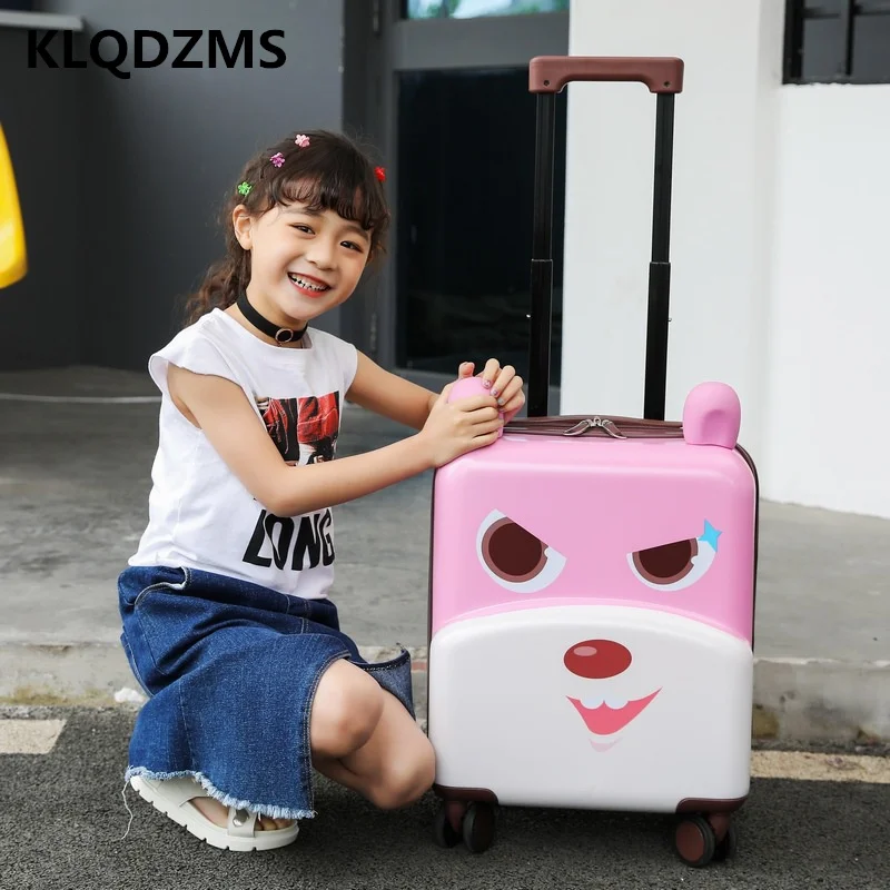 KLQDZMS 18 Inch Cute Children's  Suitcase On Wheels Kids Portable Travel Rolling Luggage Durable Eco-friendly Trolley Case