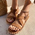 Женские босоножки с перекрестной шнуровкой, уличные сандалии в римском стиле на мягкой подошве, обувь на среднем каблуке, лето 2021