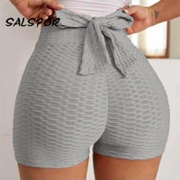 salspor gym sport women shorts with bow casual athletic bubble butt mujer comfy workout bottoms push up seamless activewear