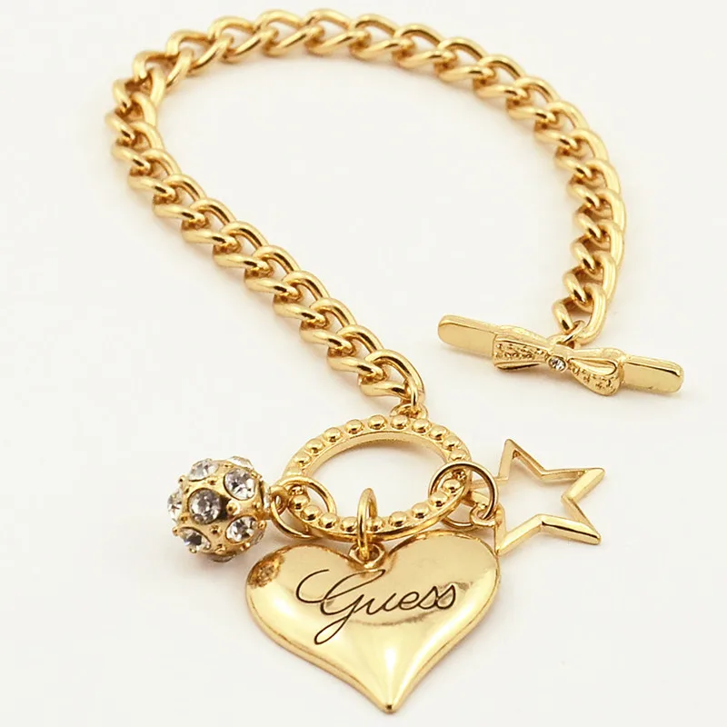 Очаровательные браслеты в виде большого сердца для женщин золотого и