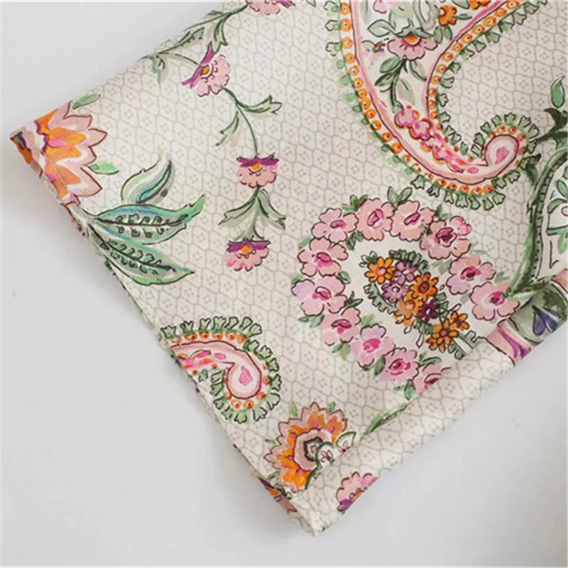 

PSEEWE Women Blouse Za 2021 Asymmtric Print Elegant Woman Top Fashion Belt V Neck Button Vintage Top Female Thin Summer Blouses