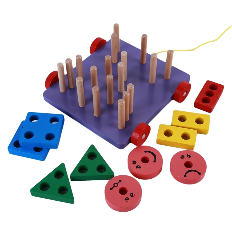 

Education Block Toys Geometric Shape Wooden Block Toys For Children Early Learning Kids Gifts