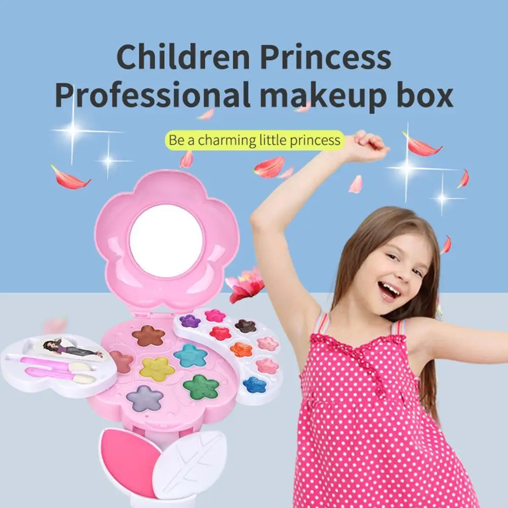 

Box Make-Up Box Safe Material Washable Pretend Girls Beauty Makeup Cosmetics Set Eyeshadow Blush Makeup Box Cosmetics Toy Set
