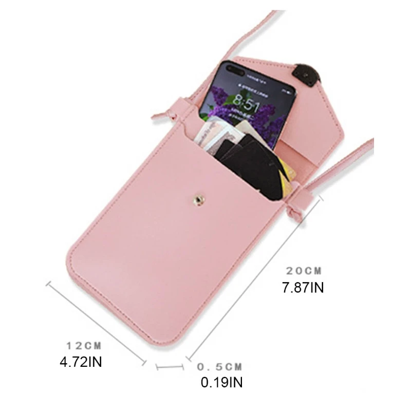 

Mini Crossbody Cell Phone Pouch Purse PU Leather Shoulder Bag with Touch Screen Window