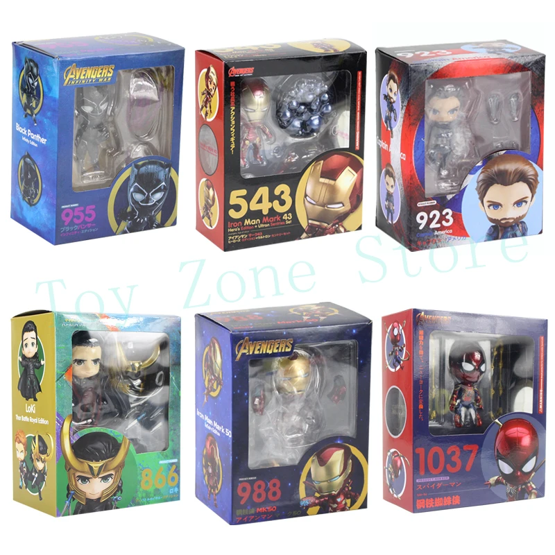 Бесконечность войны Мстители фигурку Nendoroid 543 781 866 955 988 1037 Человек-паук Железный человек Локи черная модель пантера игрушки