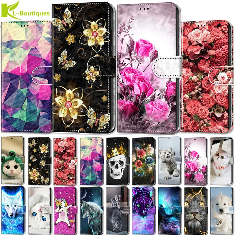 

Painted leather cover For Case LG Lg K50 k 50 lgk50 cases for LG Q60 V40 V50 Stylo 4 5 X power phone case floral coque flip bag