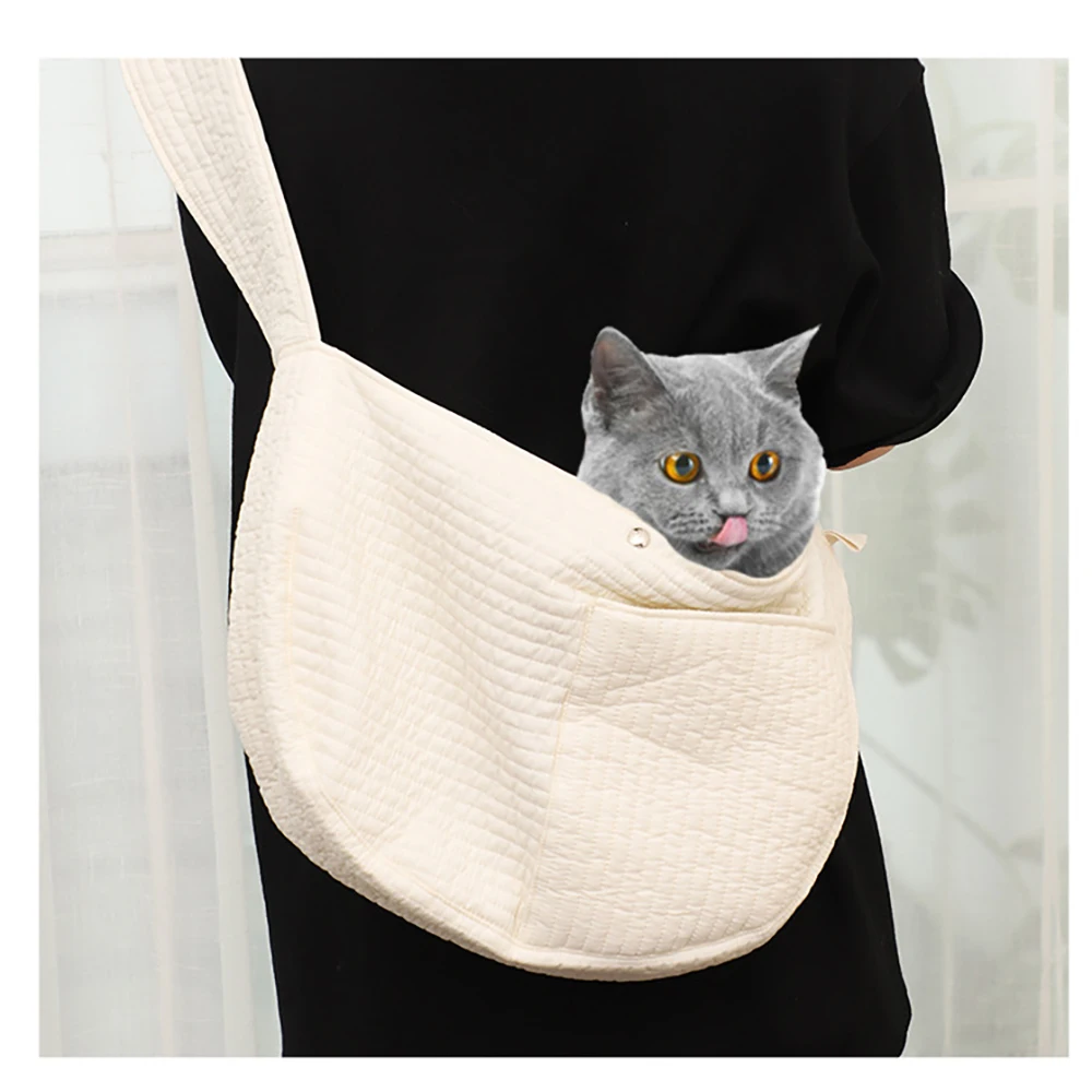 

New Pet Satchel Portable Beige Fabric Cat Backpack Pet Supplies Bag For 3-8KG Dog 4-9KG Cat