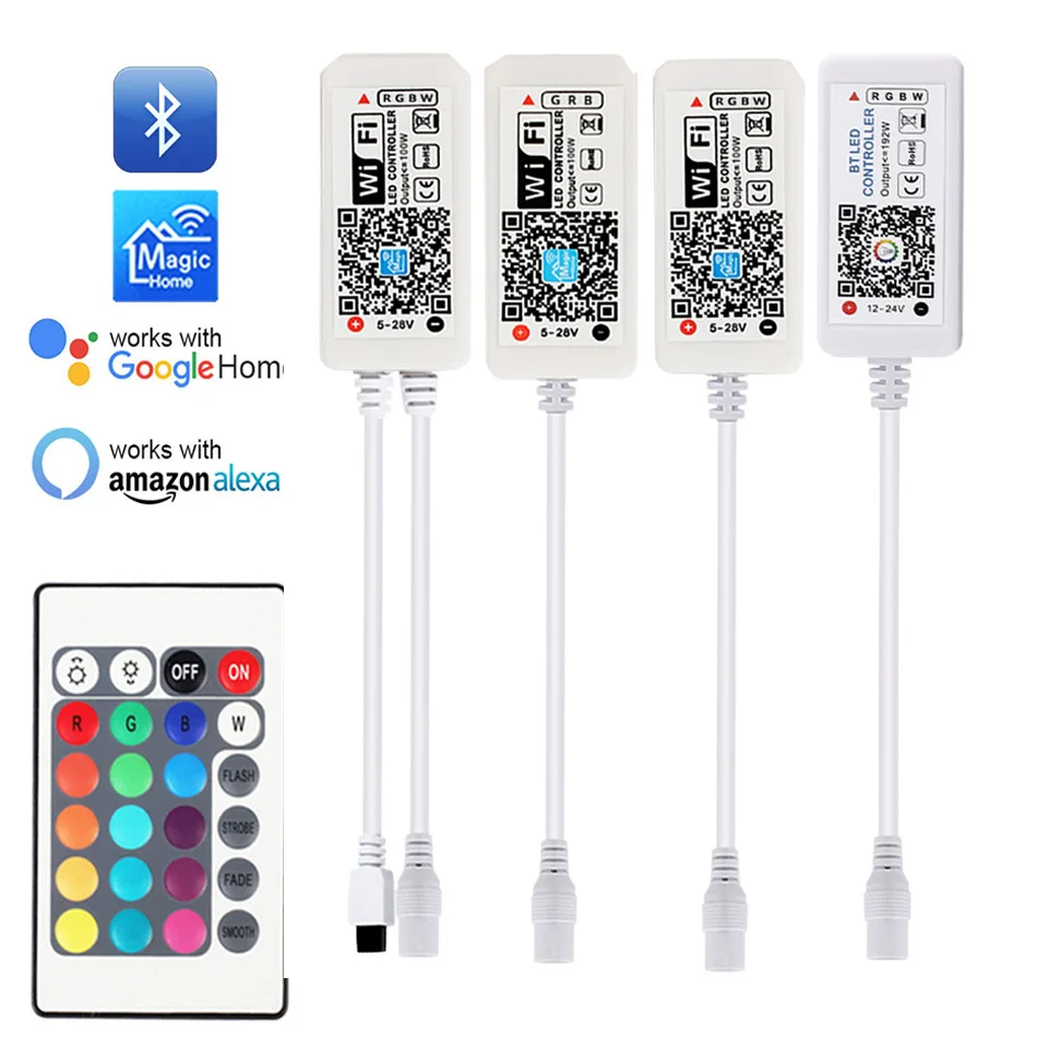 DC5V 12V 24V Светодиодные ленты Bluetooth/WI FI RGB / RGBW Управление Android IOS APP Magic Home ИК для
