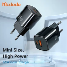 Mcdodo 33W GaN Fast Charger Type C PD Quick Charge 4.0 QC3.0 EU Plug 2 Ports USB Portable Charger For iPhone 13 12 11 Pro Max