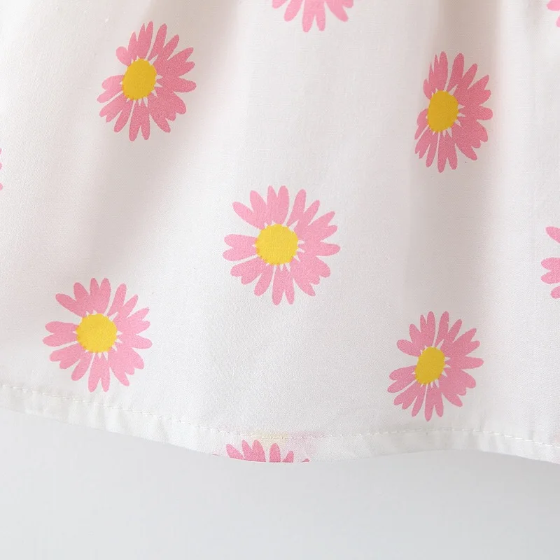 Платье для новорожденных Летнее хлопковое платье с цветочным принтом и бантом