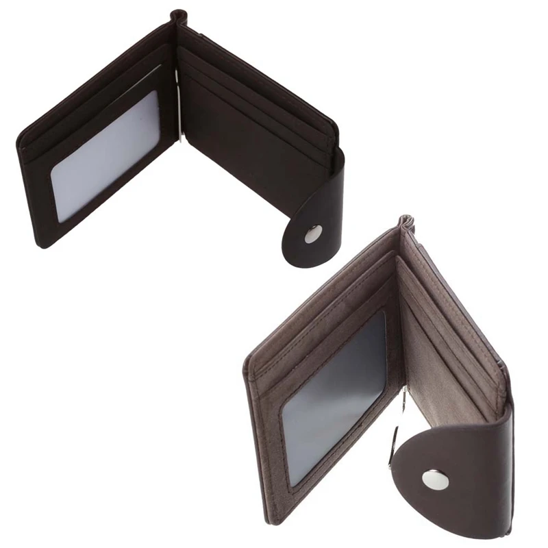 

Ultra-thin Slim Men Leather Money Clip Wallets ID Credit Card Holder Coin Purse Gray