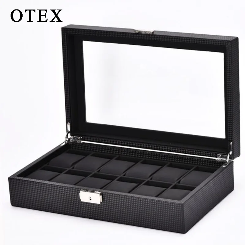 display box packaging 10 grid 12 high quality carbon fiber watch jewelry storage gift caja para reloj |