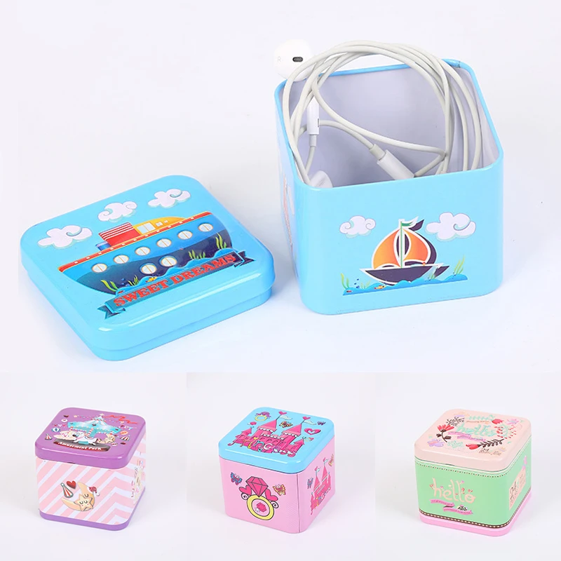 Рождественская жестяная коробка квадратная для хранения конфет печенья