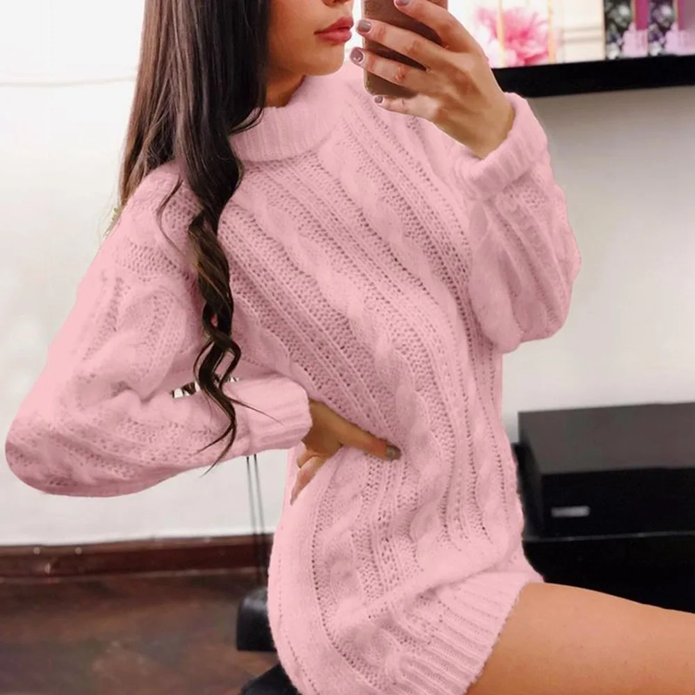 LASPERAL Turtleneck Bodycon Knitted Mini Dress Women Sweater Winter Female Sexy Ladies Autumn Soft Warm Short Vestidos | Женская одежда