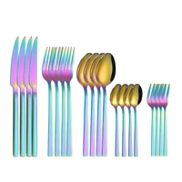 rainbow cutlery set stainless steel dinner set 20 pieces cutlery fork spoon knife with tea fork tableware set dishwasher safe
