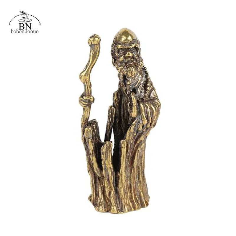 Античная бронзовая статуэтка Dharma предка Smal украшения медная Будды Bodhidharma для