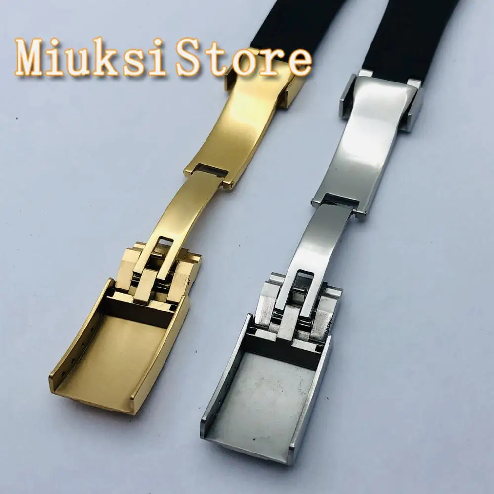 Ремешок резиновый с матовой пряжкой из нержавеющей стали черный изгиб верха 20 мм