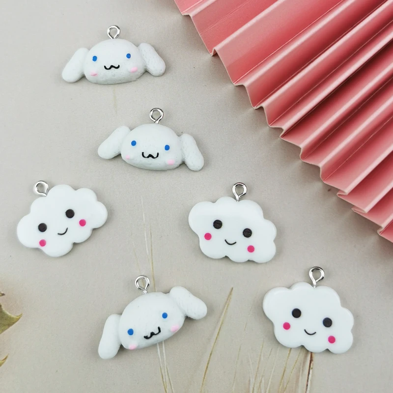 

10pcs Cute Flat Back Resin Cloud Dog Charms Pendants For Jewelry Making Earrings Keychain Floating Fit DIY Decoration Handmade