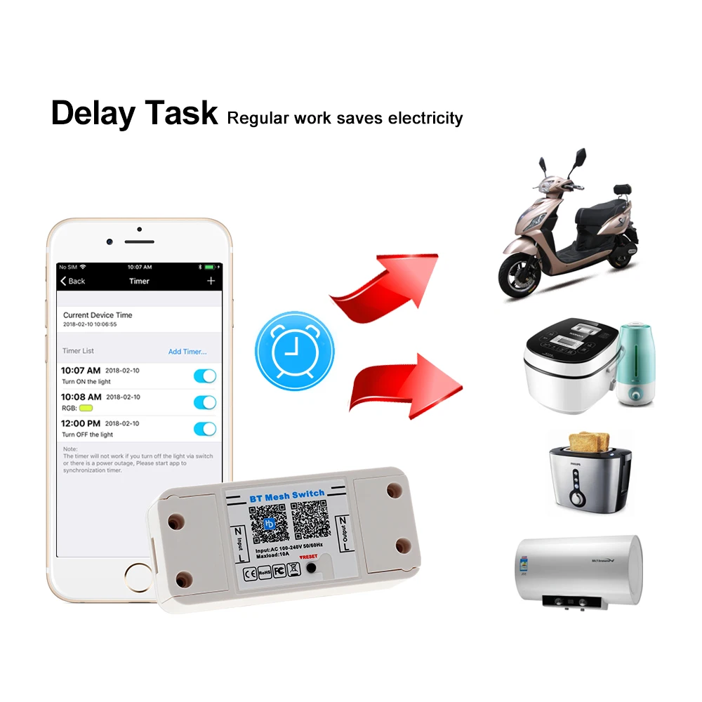 Домашний умный Bluetooth/WiFi переключатель контроллер переменного тока 100-240 В 10A IOS Android