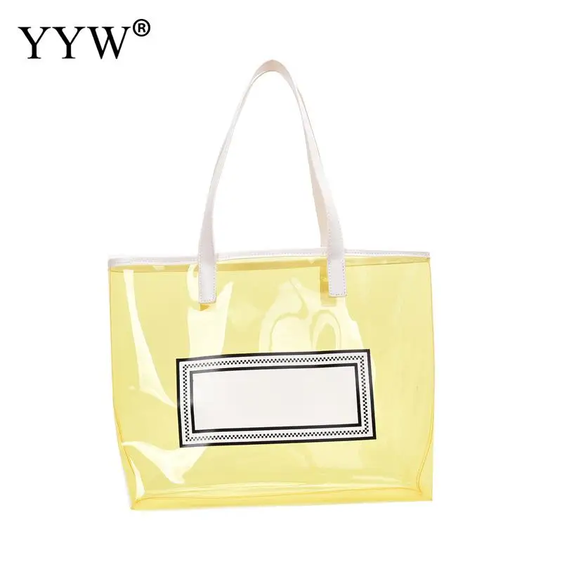 

Casual Totes Bag Women 2020 Pvc Handbags Transparent Beach Bags Summer Shopping Bags Ladies Shoulder Bag Large Size Open Handbag