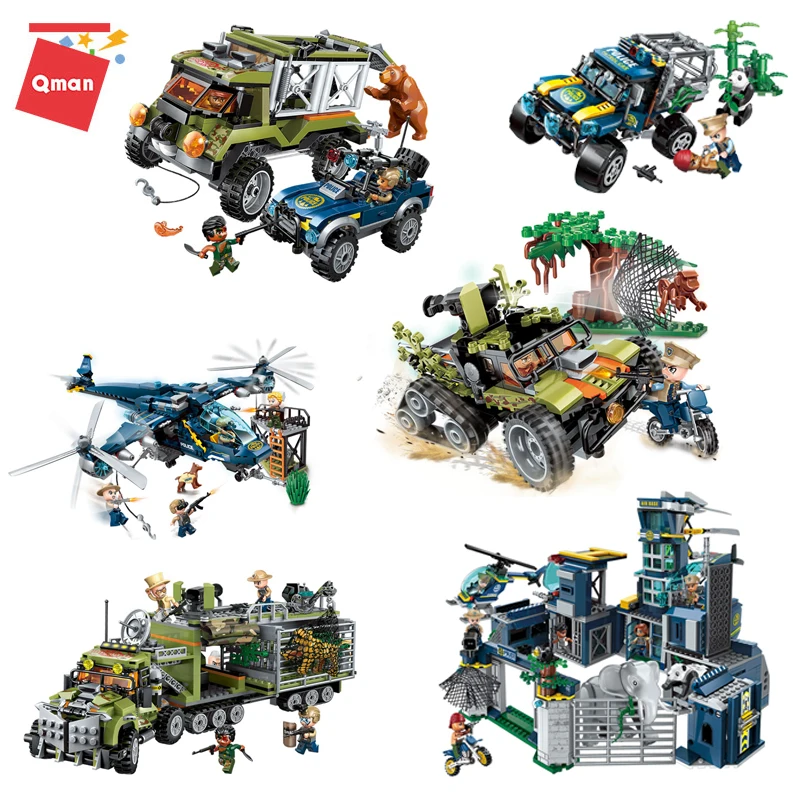 Конструктор QMAN серии городской лес полиция набор блоков Боевая сила внедорожник