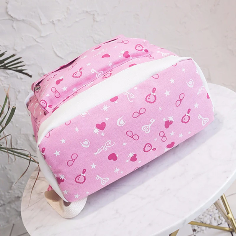 Lastest 3Pcs/Sets Cute pink Glasses Printing School Backpack Women Backpacks School Bags for Teenage Girls Travel Bag mochilas