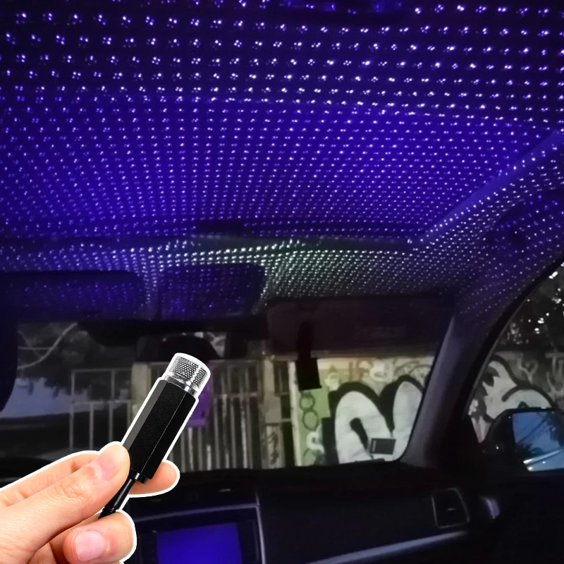 

Car Interior Roof Ambient USB Stage DJ Light Gypsophila Dynamic Colorful Starry Sky Environment Decorative Lamp Accessories