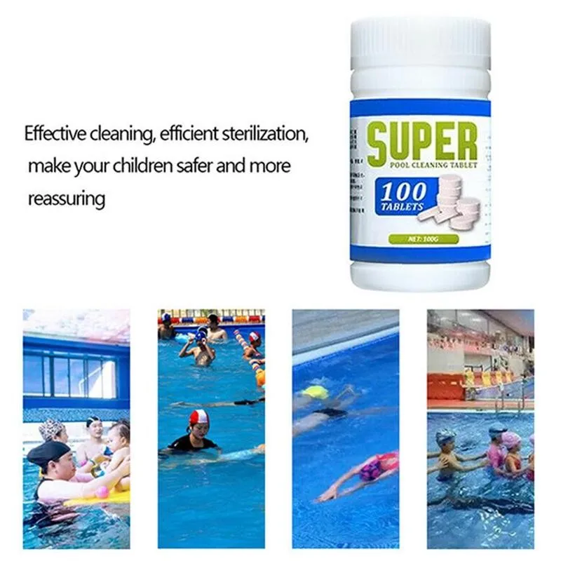 Таблетки хлора для бассейна 100 шт. в бутылке инструменты Чистящие шипучего | Спорт