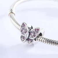 925 sterling silver colorful zircon animal butterfly pendant charms bracelet diy jewelry making for original pandora