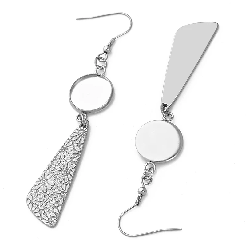 6pcs Stainless Steel Earring Hooks Cabochon Cameo Tray Settings Earring Blank Base 10 12 14 16 18 20 25mm Supplies for Jewelry
