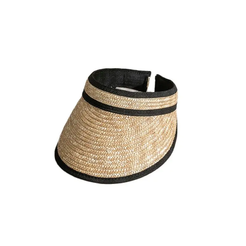 

Summer Korean wheat straw hand-woven sunscreen ladies Topless Hat outdoor Sports and Leisure Solid Sunshade Straw Cap women