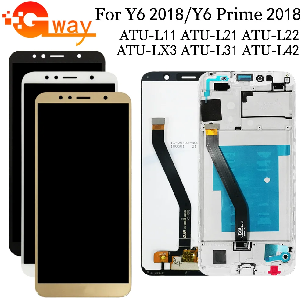 ЖК дисплей 5 7 дюйма для Huawei Y6 2018 + сенсорный экран ATU L11 L21 L22 LX1 LX3 L31 L42 Prime с