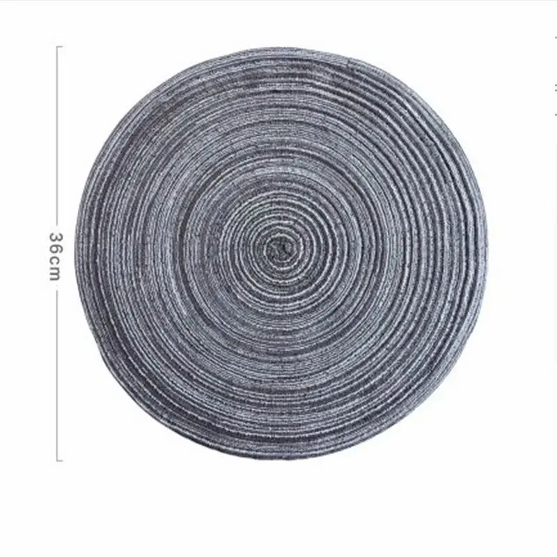 Dark gray 36cm Круглый дизайн, стол, рами, изоляционная подкладка, твердые салфетки, лен, нескользящий Настольный коврик для кухни, принадлежности, украшение для дома, коврик Coaste - Цвет: Dark gray 36cm