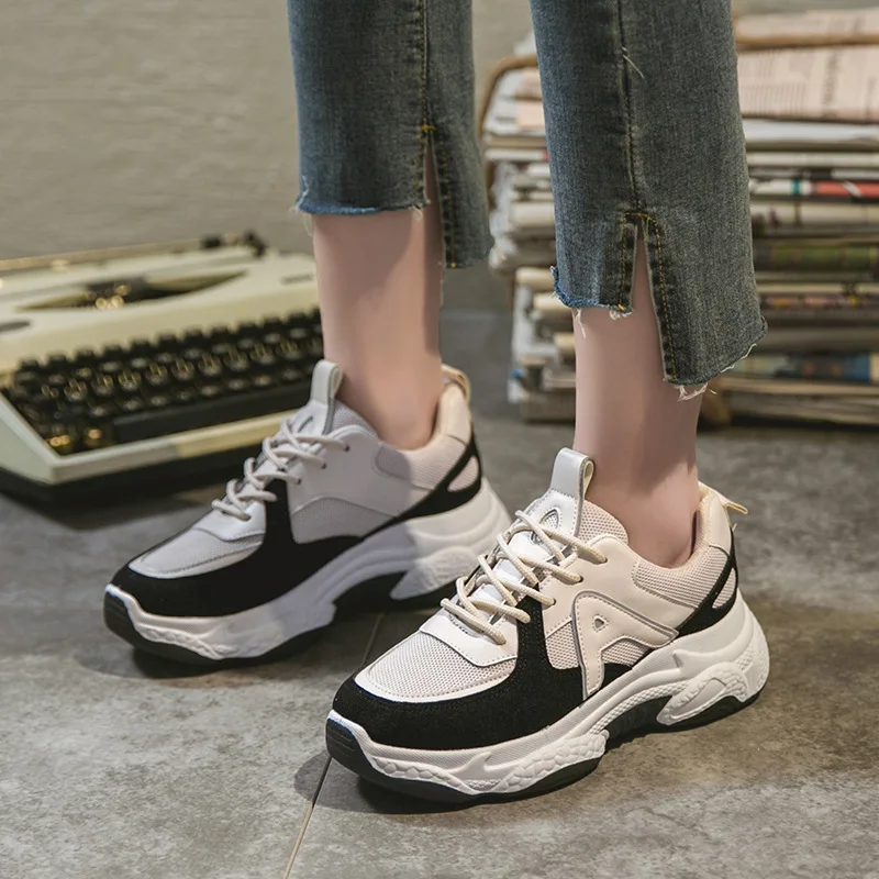 Ins/Лидер продаж Осенняя модная женская повседневная обувь кожаная на платформе