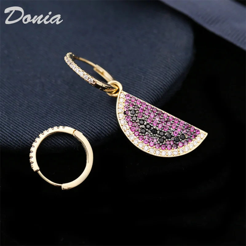Ювелирные изделия Donia модные серьги арбуза асимметричные микро инкрустированные