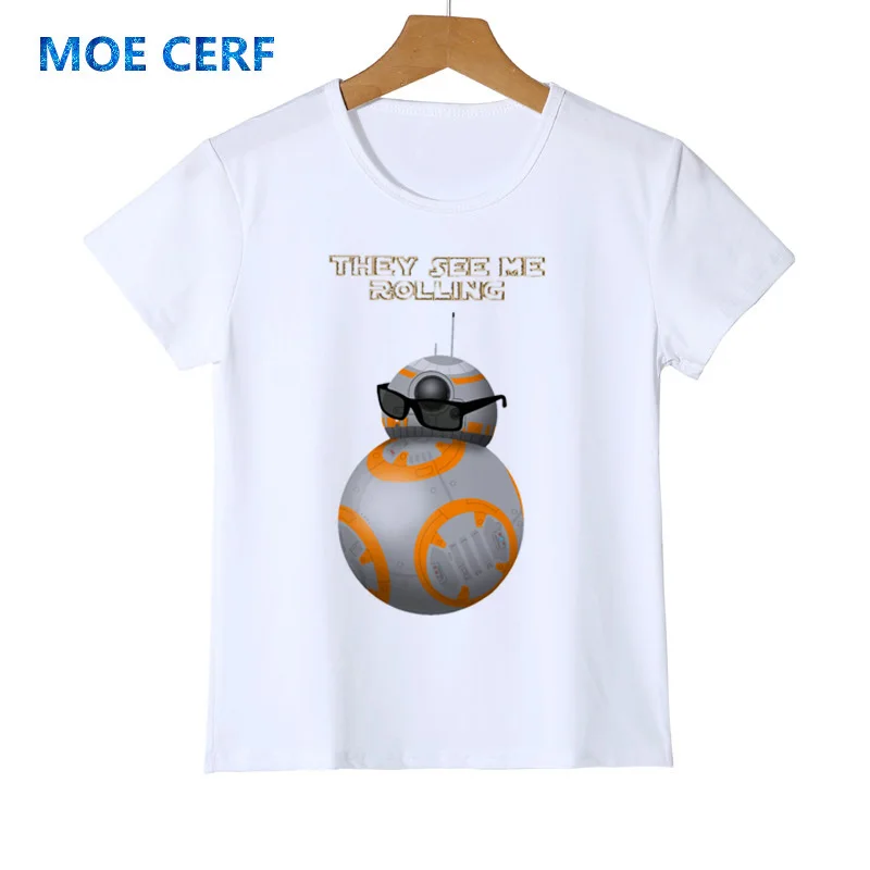 Новая забавная модная футболка с принтом BB 8 на ходу летняя одежда для мальчиков и