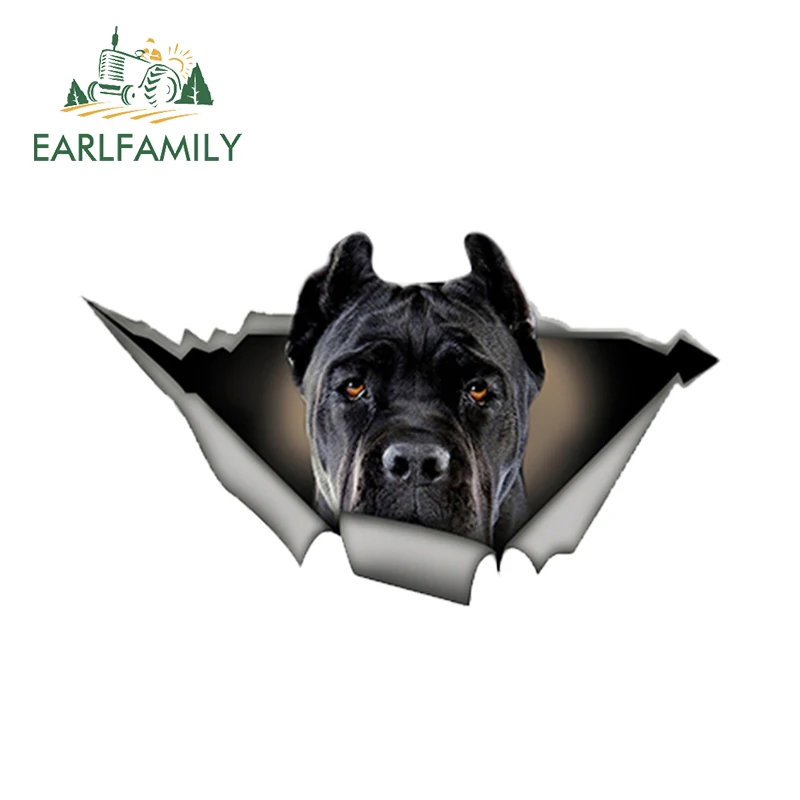 EARLFAMILY, 13 см x 7,6 см, черная трость, Корсо, автомобильная наклейка, рваная металлическая наклейка, Светоотражающая наклейка, s, водонепроницаемая, для автомобиля, Стайлинг, для домашних животных, собак