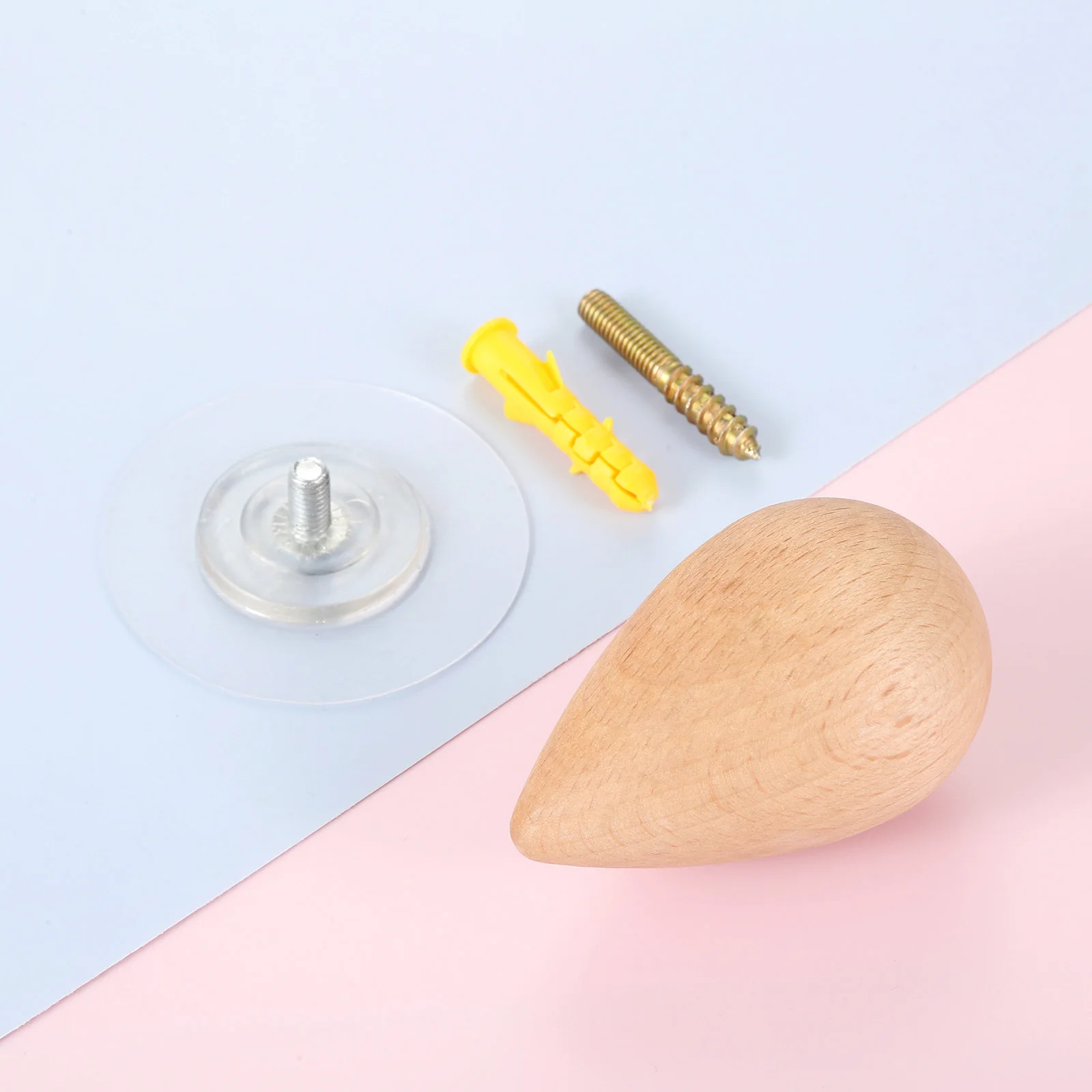 

1 set solid wood hooks Nordic style wall hooks water drop shape wooden hanging hats bags clothes rack