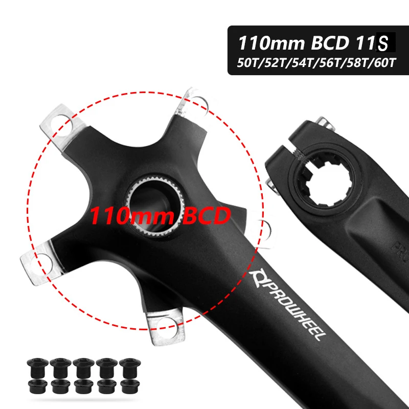 Road Crankset 170/172.5MM 130 BCD Narrow Wide Chainring 50/52/54/56/58/60T With bottom Bracket BB Aluminum alloy Cranks | Спорт и