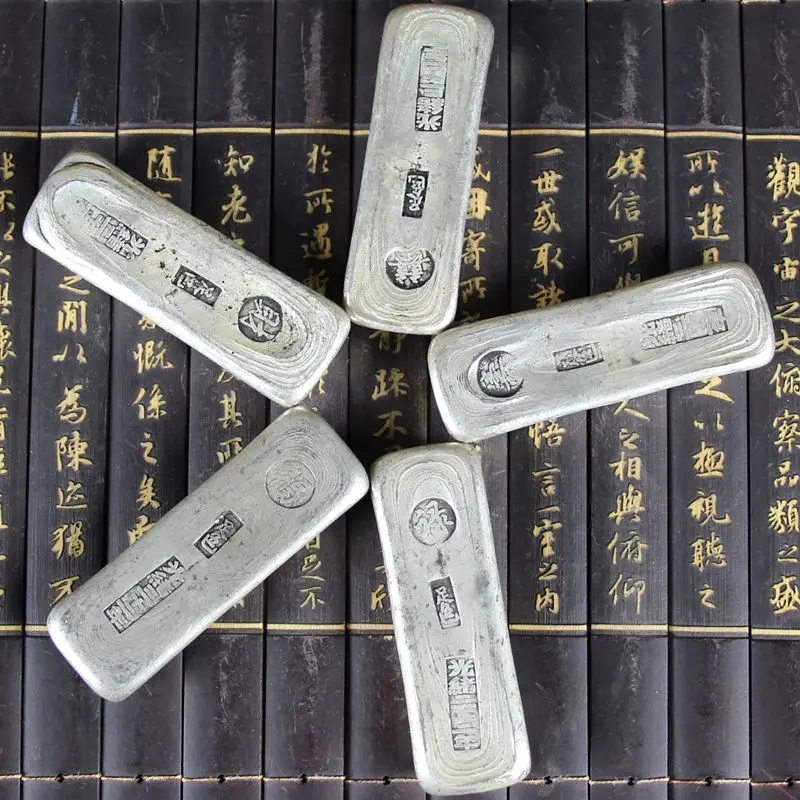 

5 шт. антикварные китайские серебряные слитки, коллекция серебряных слитков «FU, XI, CAI, LU,SHOU»
