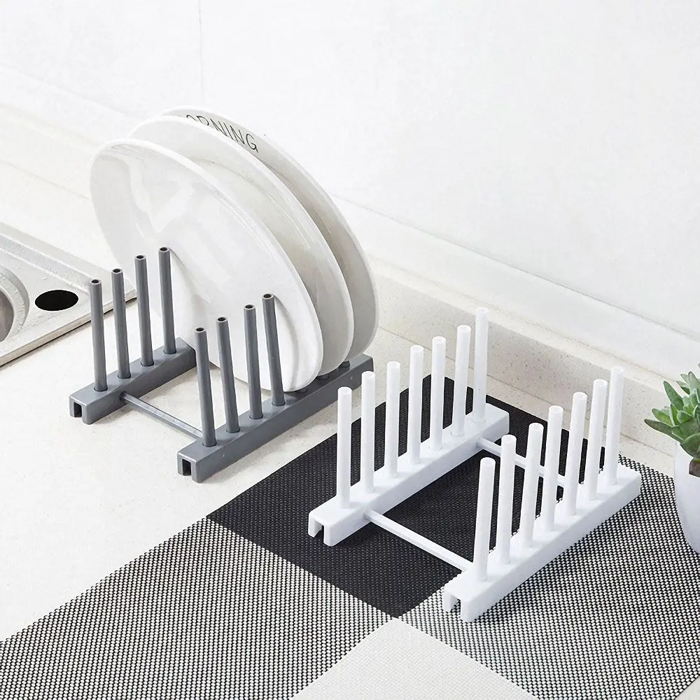 

Kitchen Plate Dish Bowl Cup Drain Storage Rack Organizer Plastic Pot Lid Holder Drying Racks Holder Kitchen Storage Shelves