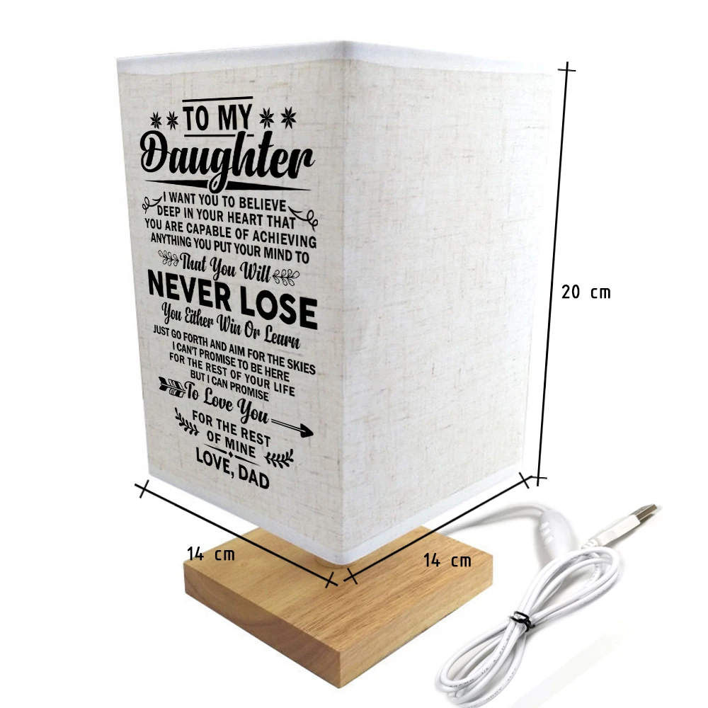 

Dad To My daughter Wood Table Lamp Modern Living Room Bedroom Bedside Lamp Night Light Warm White Gift Wood Table Lamp Kids Roo