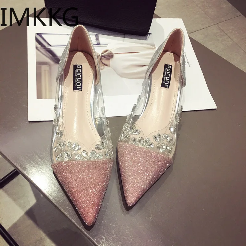 High Quality Women Flat Ballet Shoes Bling Crystal Pointed Toe Flats Elegant Lady shoes wedding | Обувь