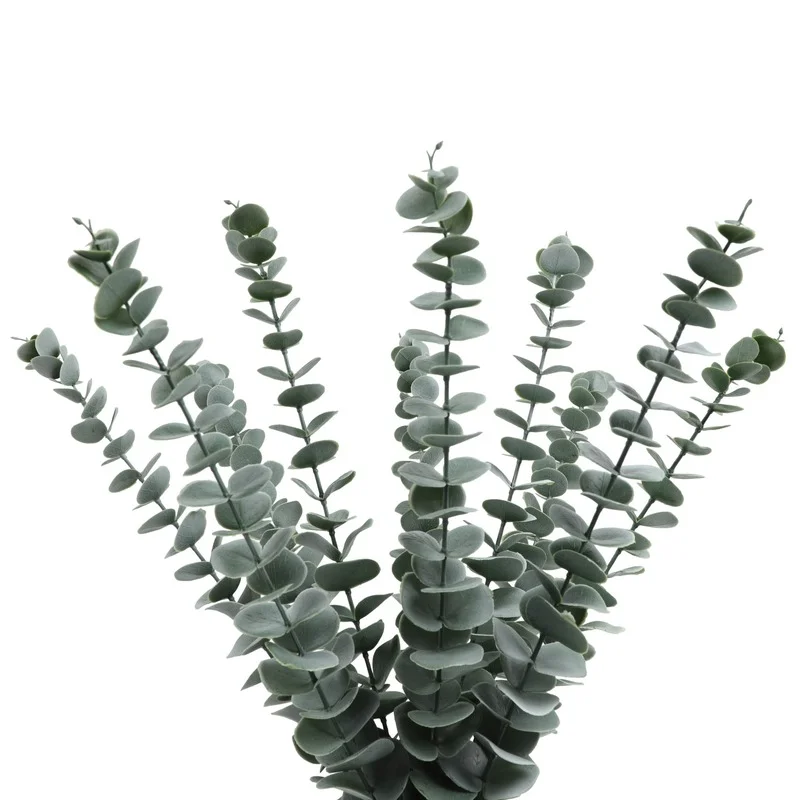 

Одиночная имитация листьев эвкалипта, украшения для дома и свадьбы, искусственные растения, зеленые цветы, композиция, искусственные расте...