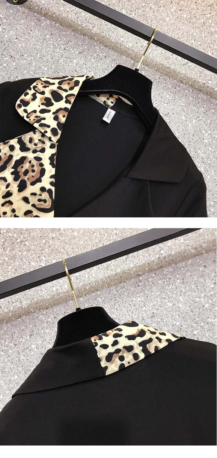 

Plus size office ladies leopard patchwork midi dresses women korean Summer short sleeve high waist A-line vestidos elegant robe